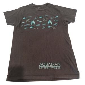 Aquaman Boys XXL (18) Black Short Sleeve Graphic T-shirt